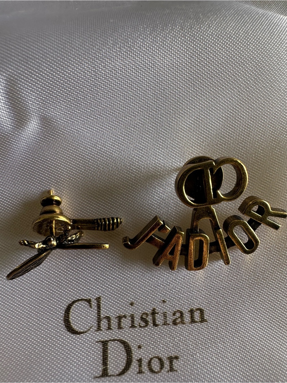 Christian Dior J’Adior Bee Asymmetric Stud Earrings Full Set Authenticated - Picture 9 of 13